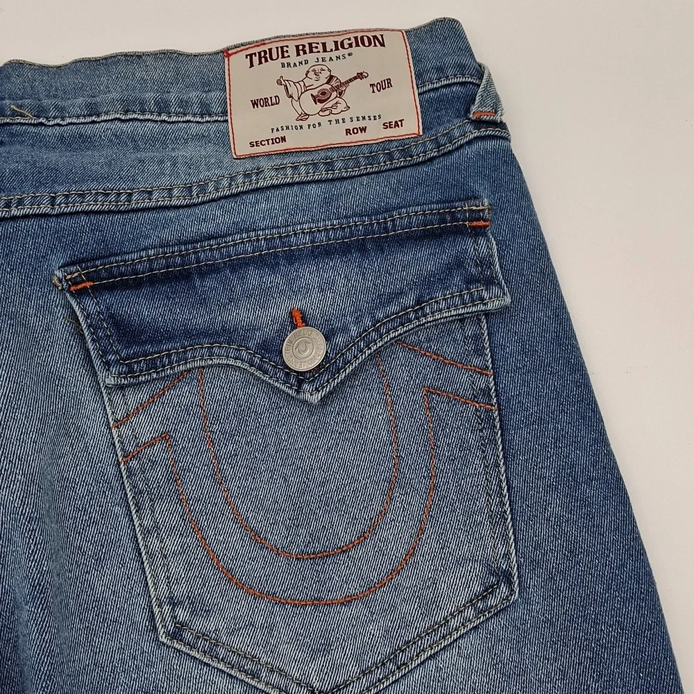 True Religion Ricky Straight Leg Jean Flap Pockets Baseline Blue 34x34